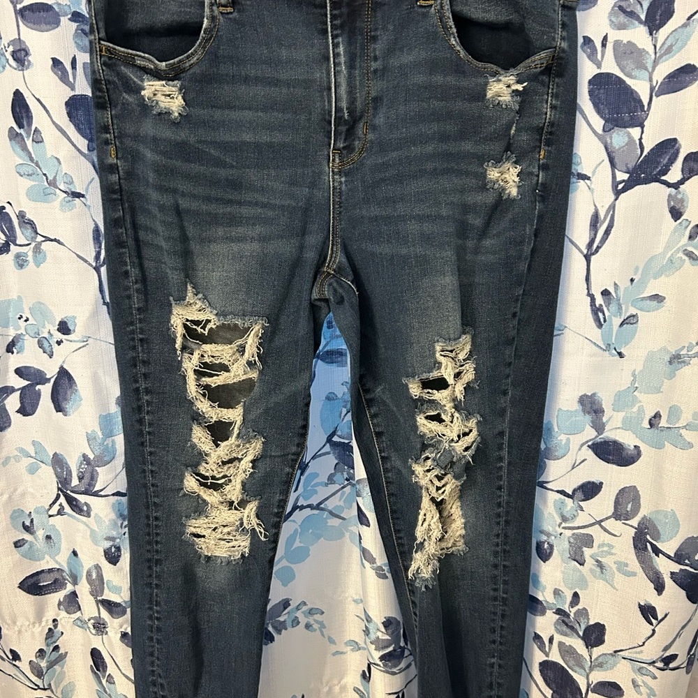 American Eagle Outfitters Ripped Dark Blue Skinny Jeans
